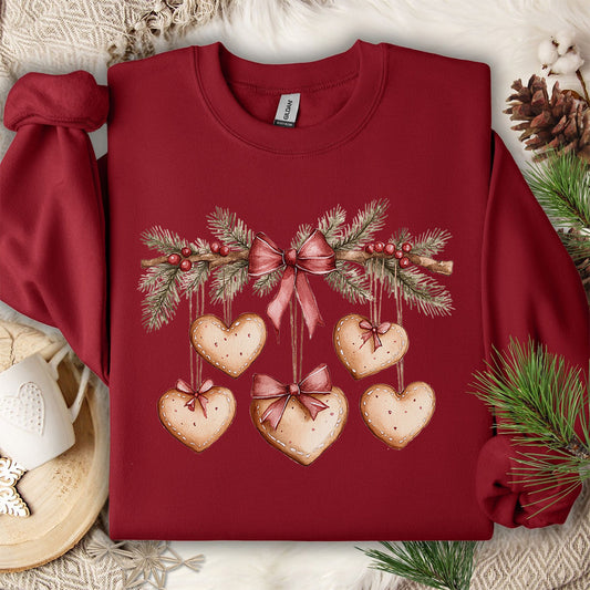 Christmas Gingerbread Heart Garland Sweatshirt