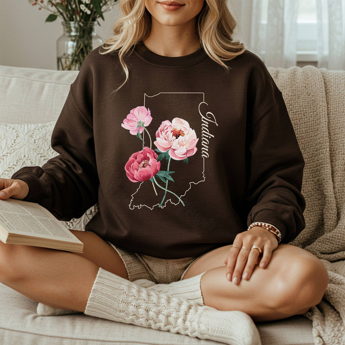 Indiana State Flower Sweatshirt - Peony