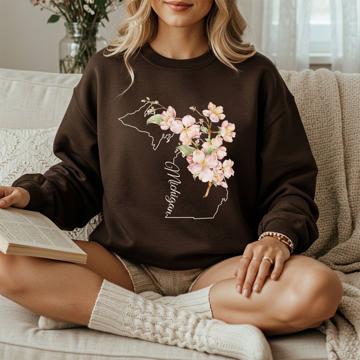 Michigan State Flower Sweatshirt - Apple Blossom
