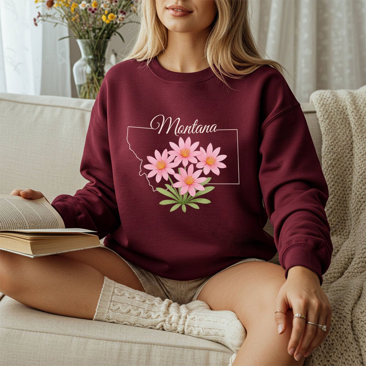 Montana State Flower Sweatshirt - Bitterroot