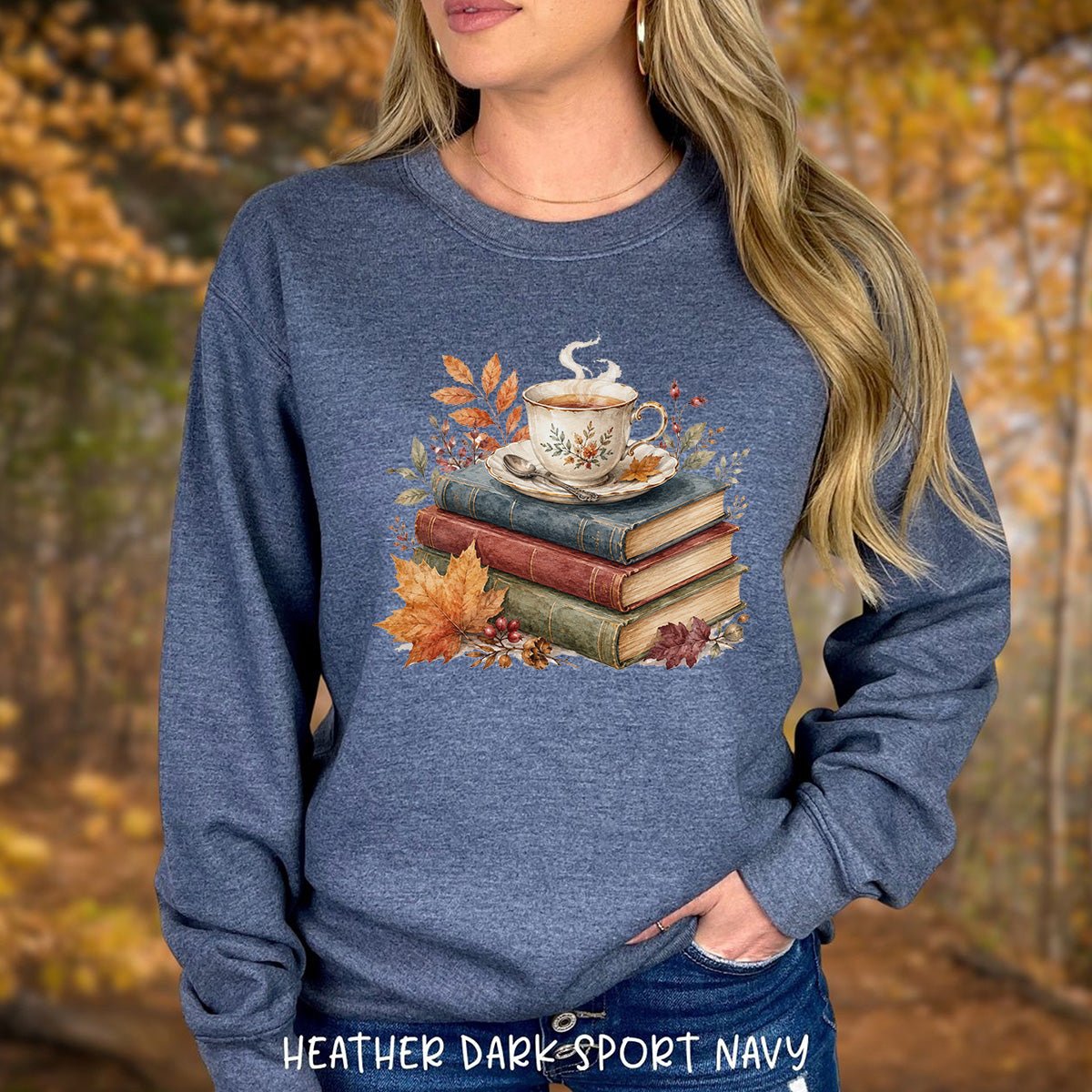Autumn Cozy Books & Teacup Sweatshirt