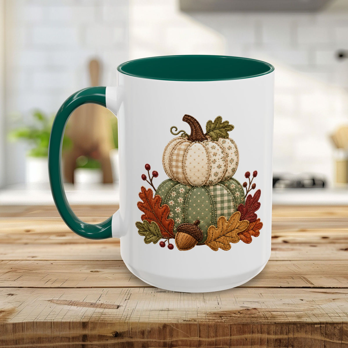 Faux Patchwork Pumpkin Harvest Mug