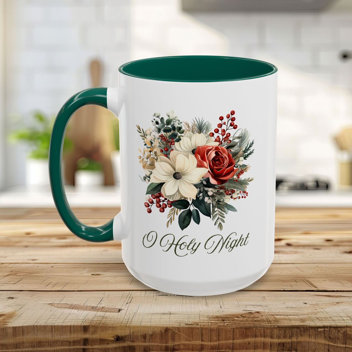 O Holy Night Christmas Floral Mug (11/15oz)