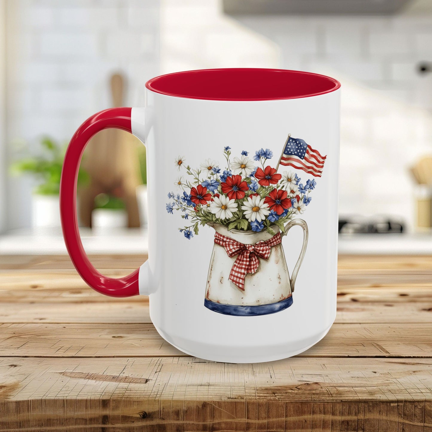 Americana Floral Pitcher with Flag (11oz/15oz)