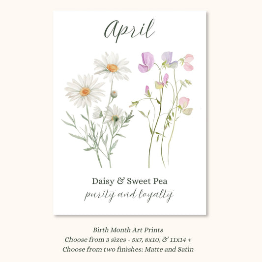 April Birth Month Flower Art Print