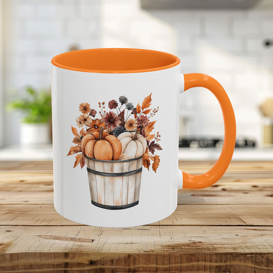 Autumn Basket with Pumpkins & Flowers Mug (11/15oz)