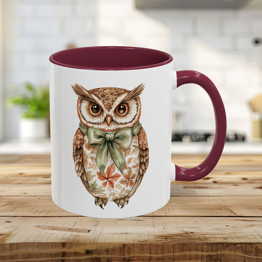 Autumn Floral Owl with Bow Mug (11/15oz)
