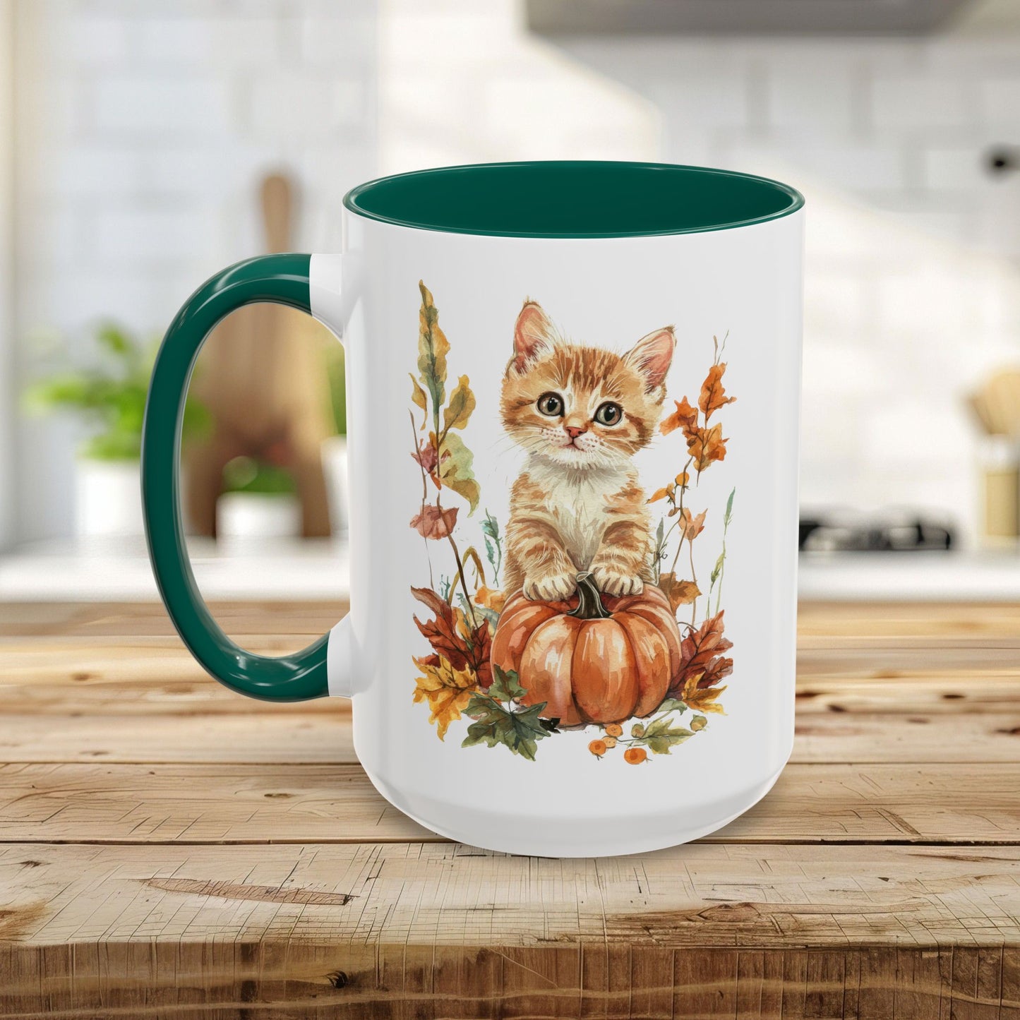 Autumn Kitten Pumpkin & Foliage Mug (11/15oz)