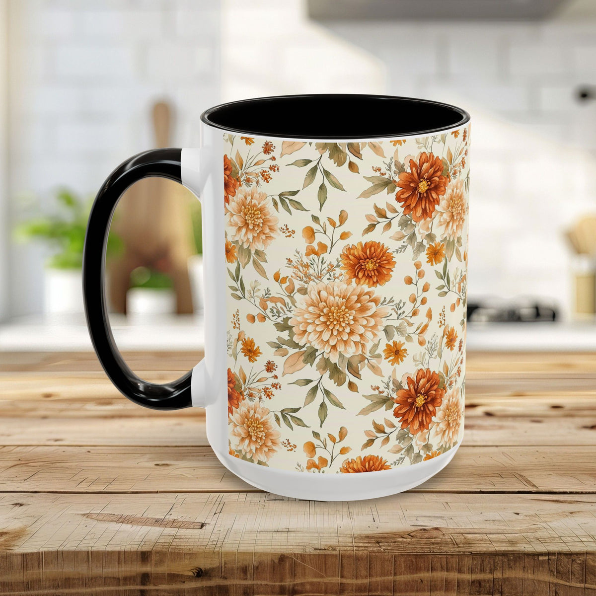 Autumn Rust & Cream Mum Floral Mug (11/15oz)