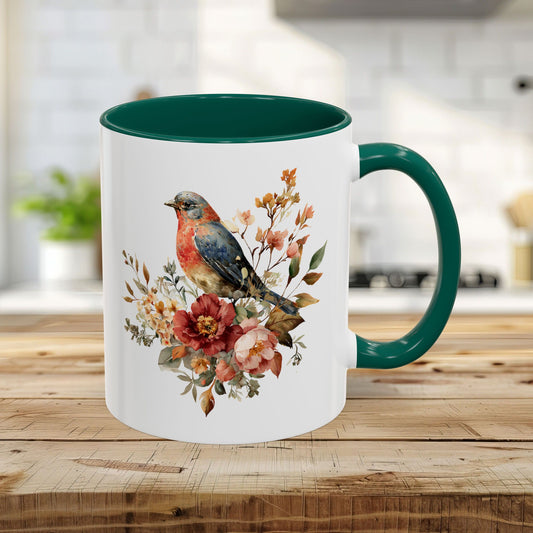 Autumn Vintage Bluebird & Peony Mug (11/15oz)