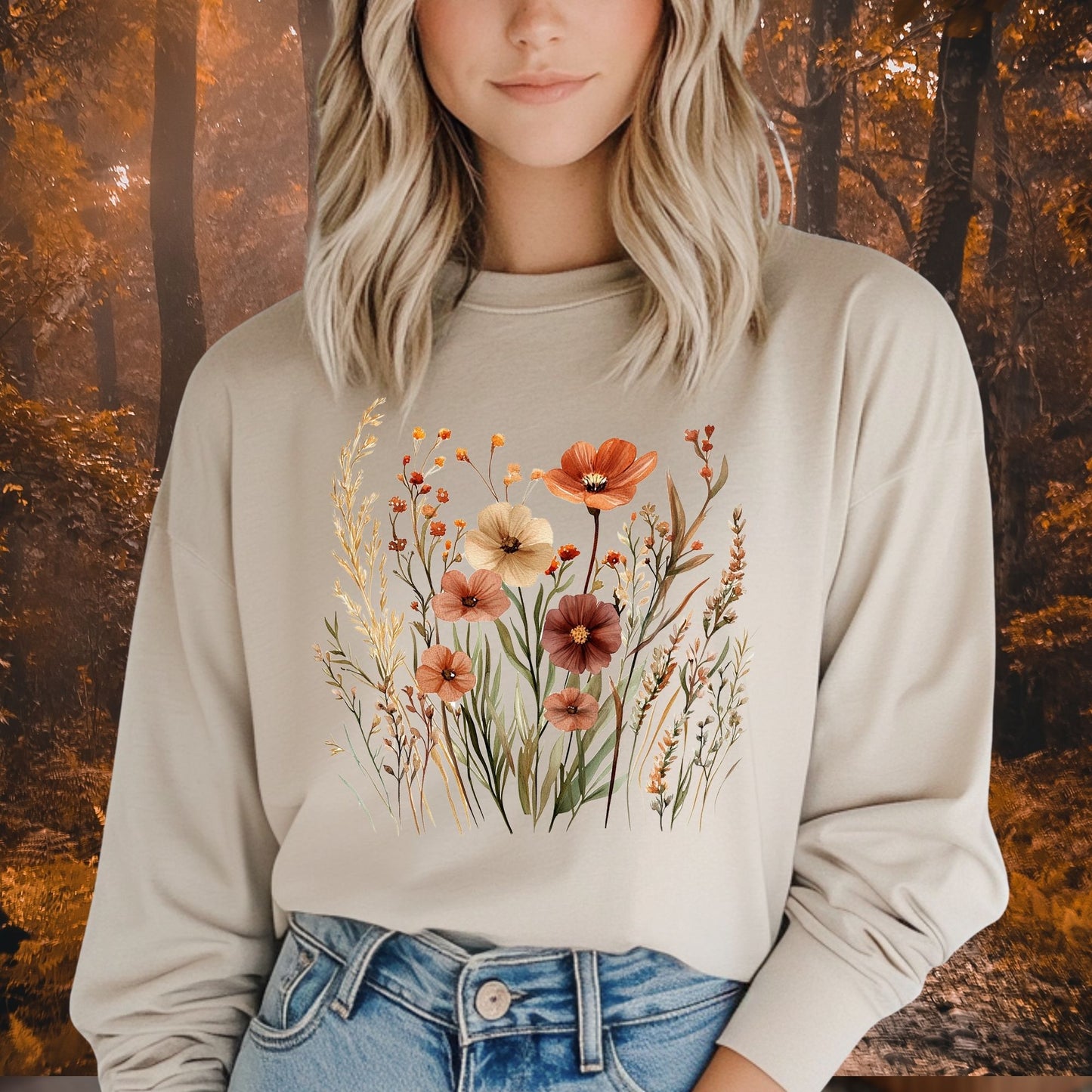 Autumn Wildflowers Long-Sleeve Tee