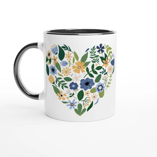 Blue Floral Heart Mug