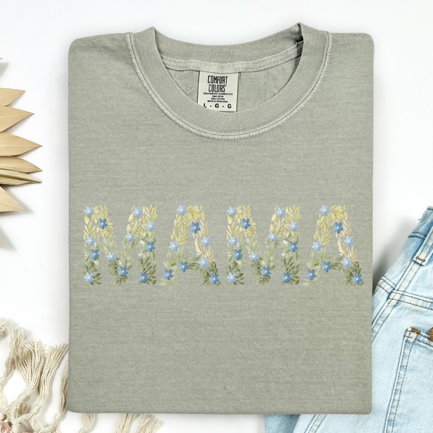 Blue Floral Mama T-Shirt