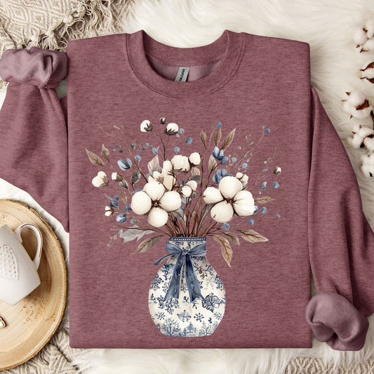 Blue and White Winter Bouquet Sweatshirt
