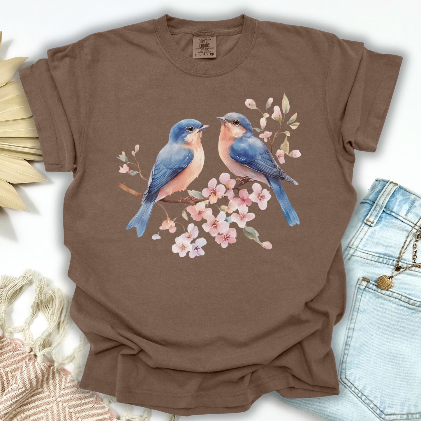 Bluebirds on Cherry Blossoms T-Shirt