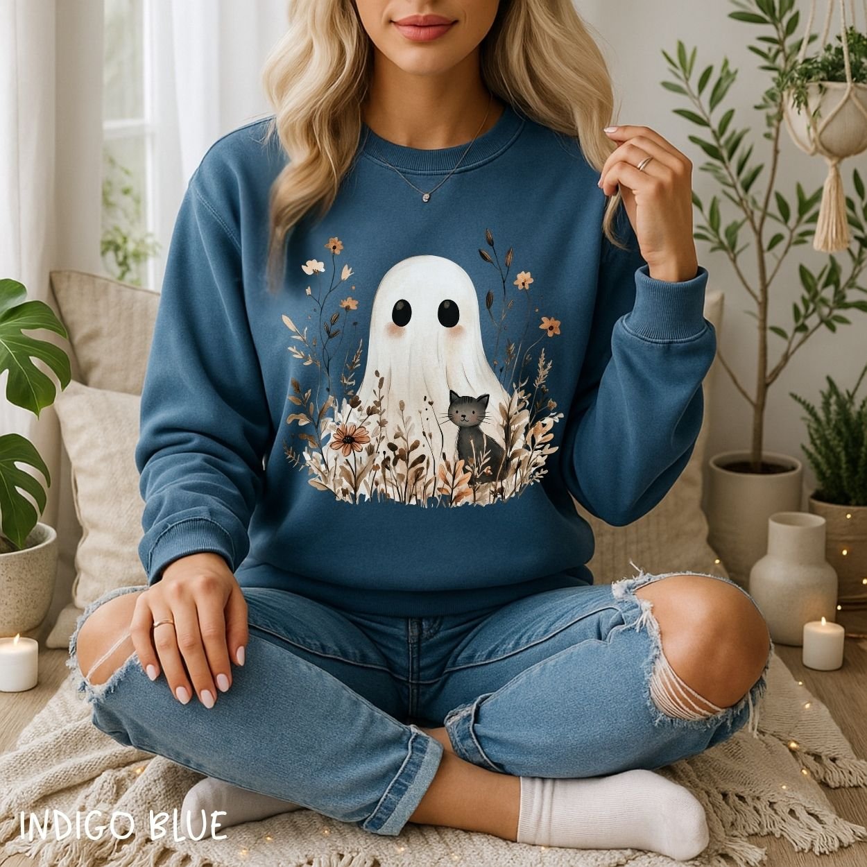 Boho Ghost & Black Cat Sweatshirt