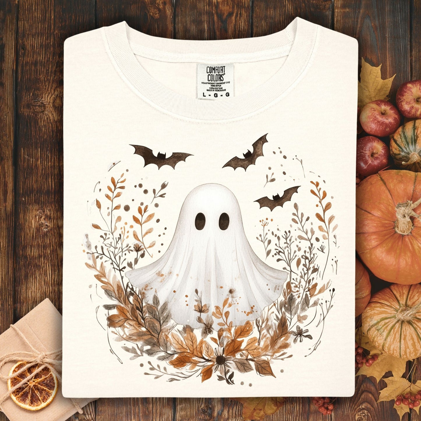Boho Ghost and Bats Floral T-Shirt