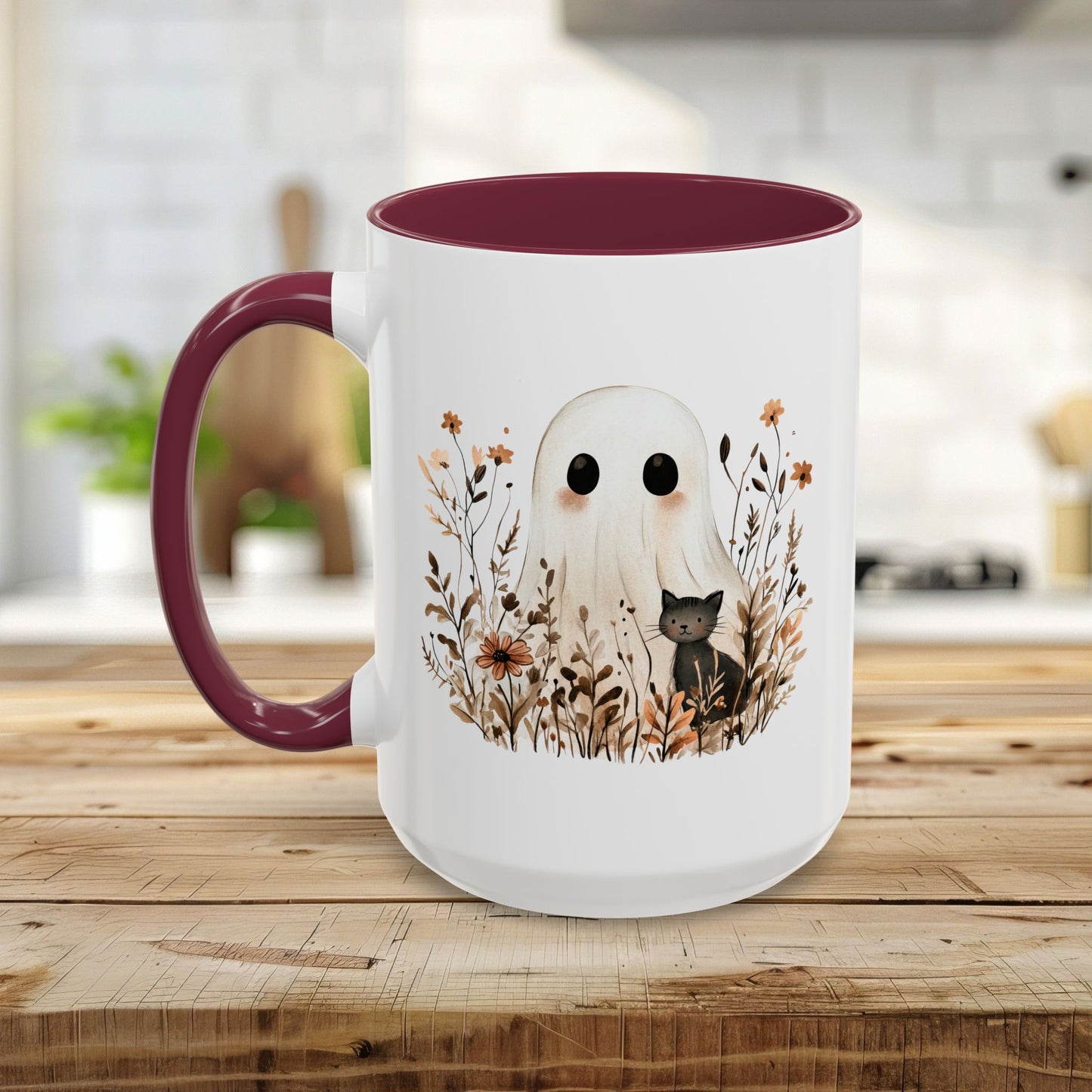 Boho Ghost and Black Cat Mug (11/15oz)