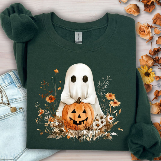 Boho Ghost with Pumpkin Sweatshirt