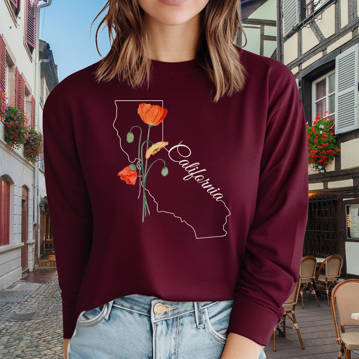 California State Flower Long Sleeve Tee - California Poppy