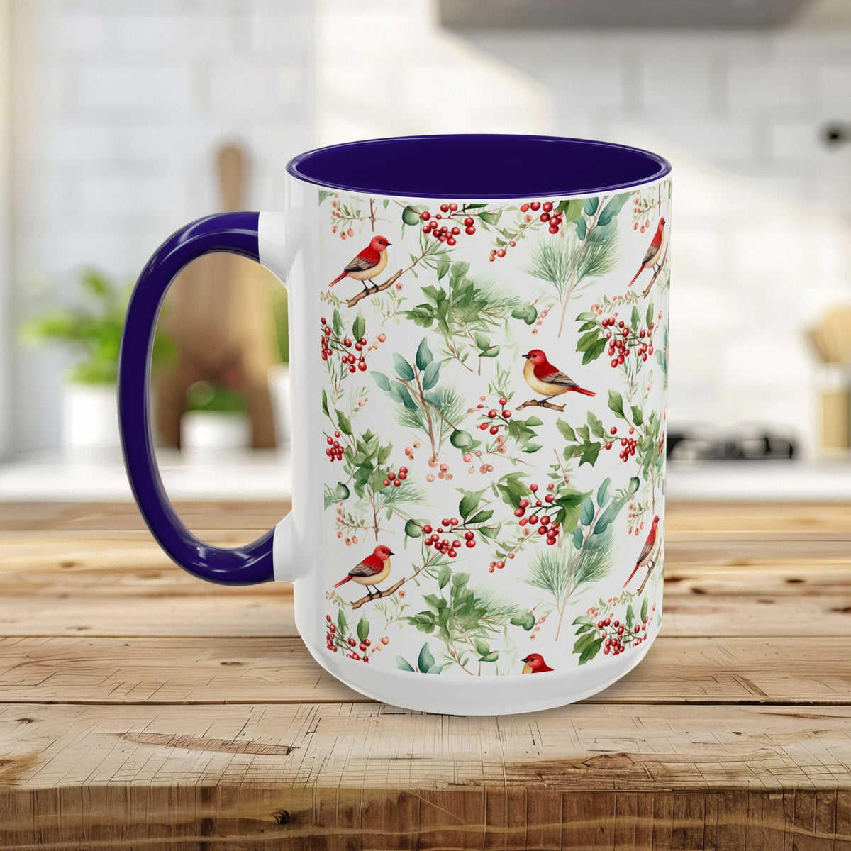 Christmas Bird & Holly Berries Mug (11/15oz)