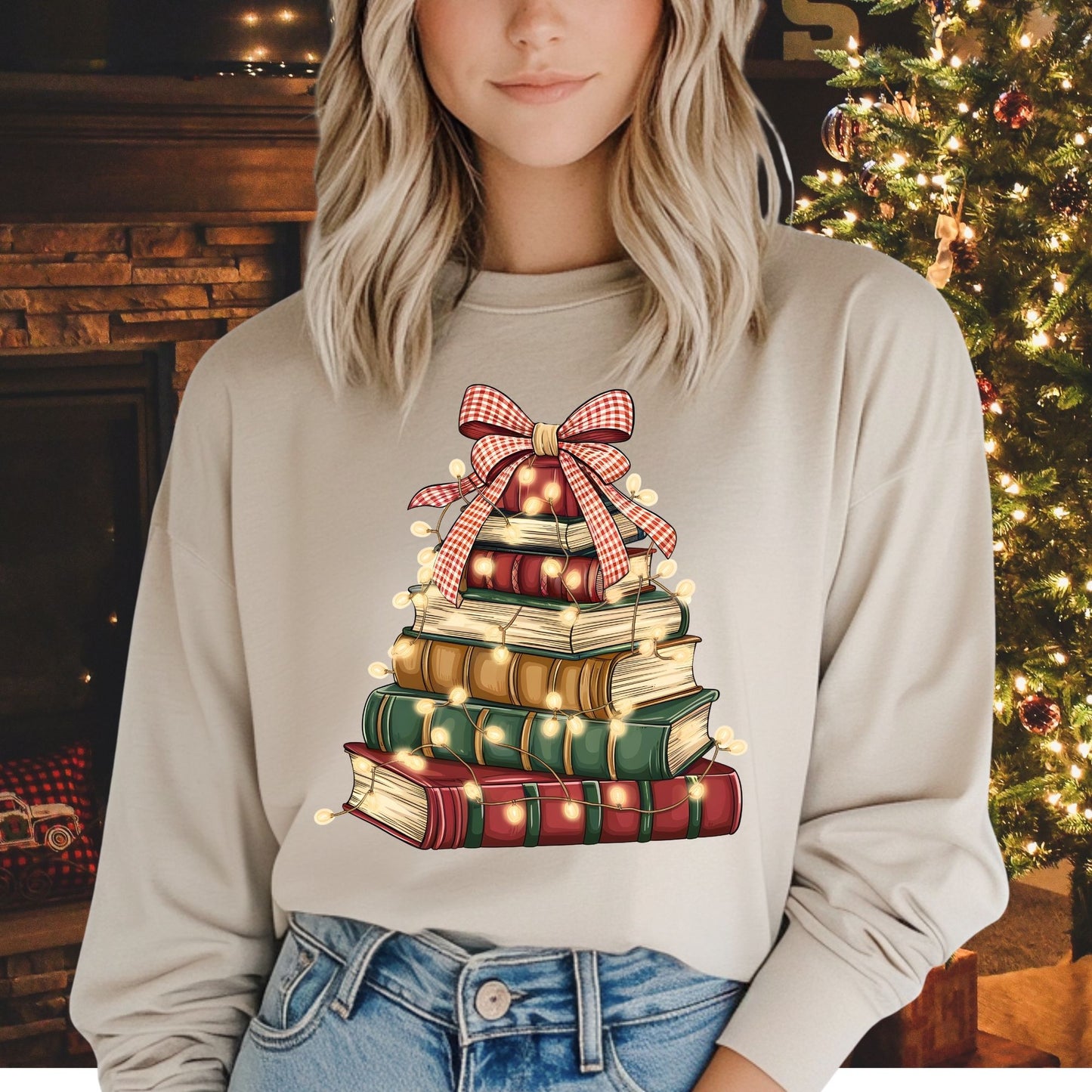 Christmas Book Tree Long Sleeve Tee