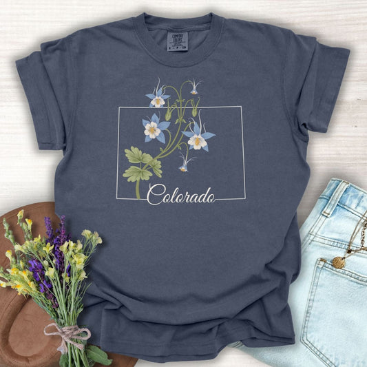 Colorado State Flower T-Shirt - Rocky Mountain Columbine
