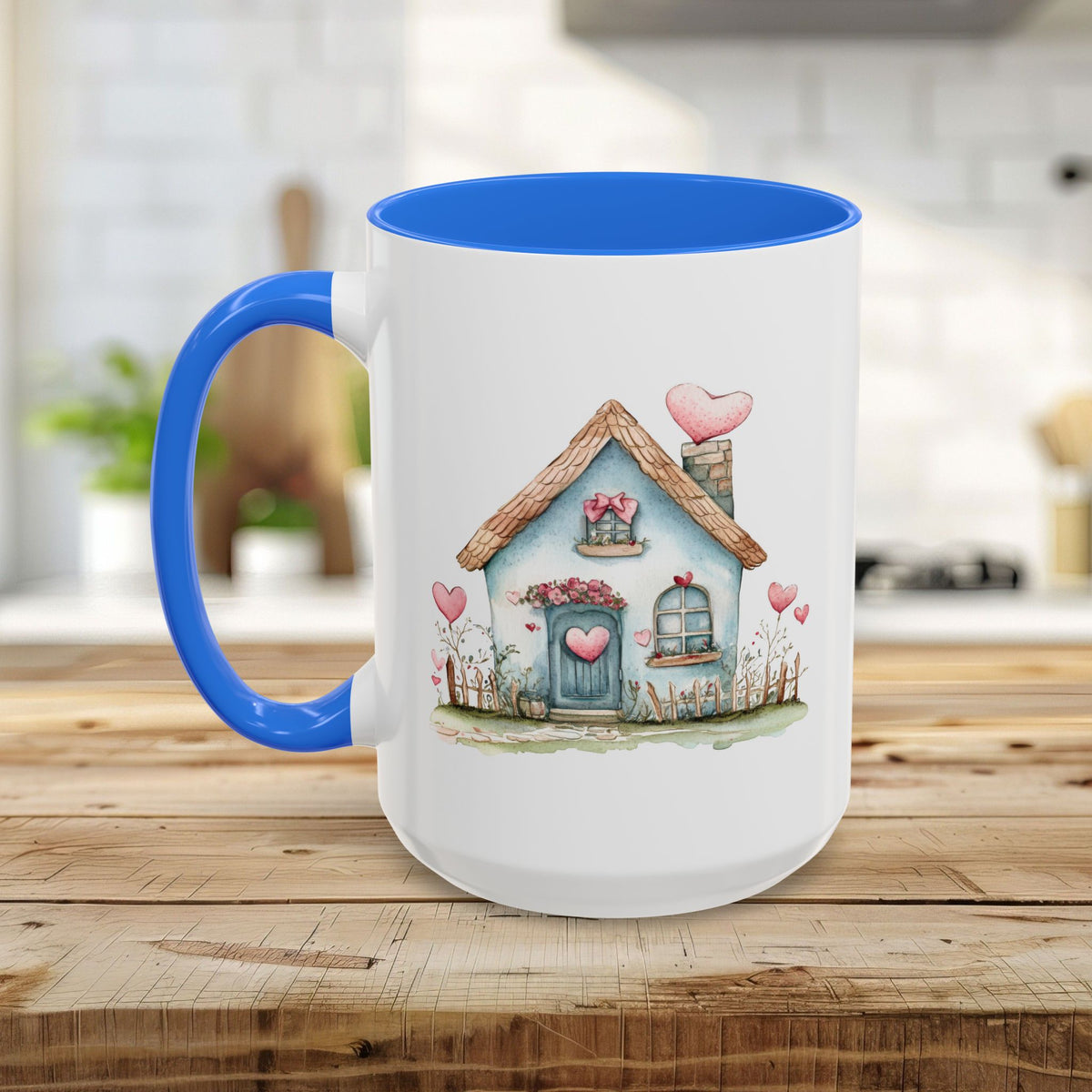 Cute Blue Valentine's Heart Cottage Mug (11/15oz)