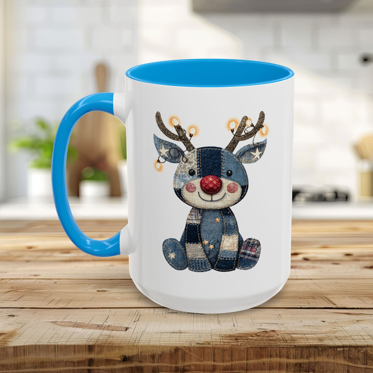 Cute Patchwork Reindeer Coffee Mug (11oz & 15oz)
