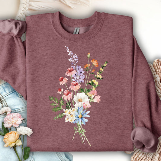 Delicate Summer Wildflowers Sweatshirt