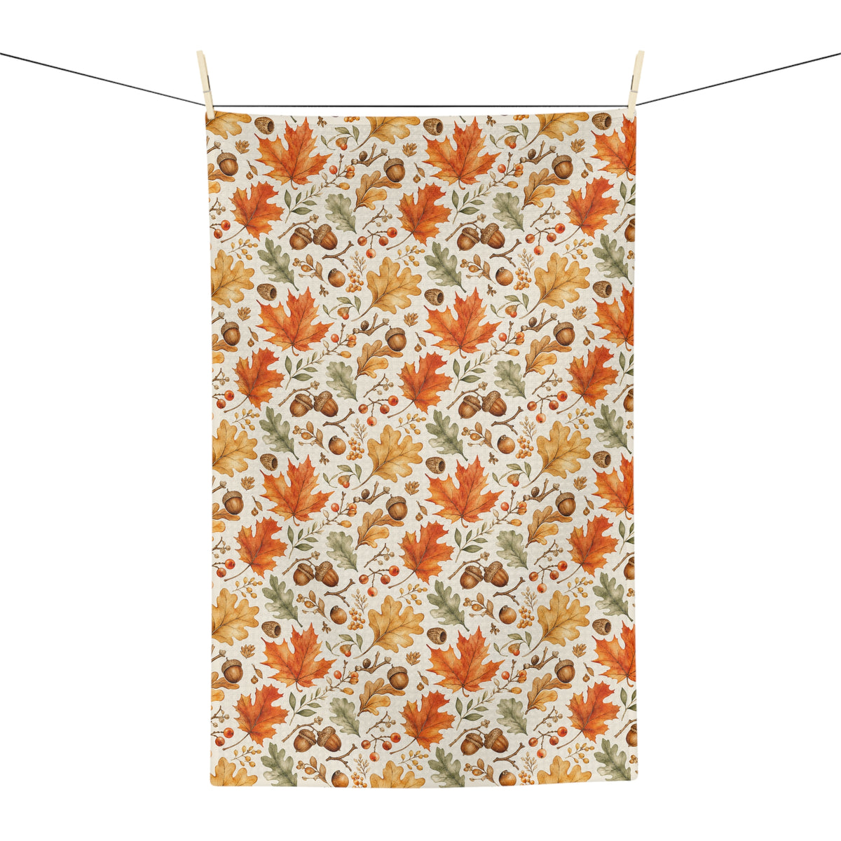 Fall Leaves & Acorns Tea Towel