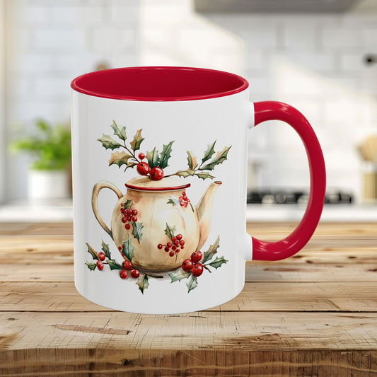 Farmhouse Christmas Teapot Holiday Mug (11/15oz)