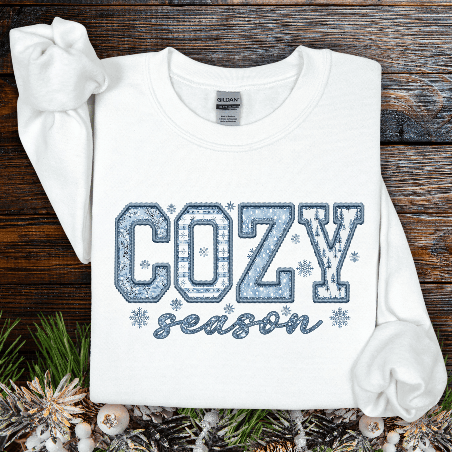 Faux Patchwork Cozy Season Long Sleeve Tee