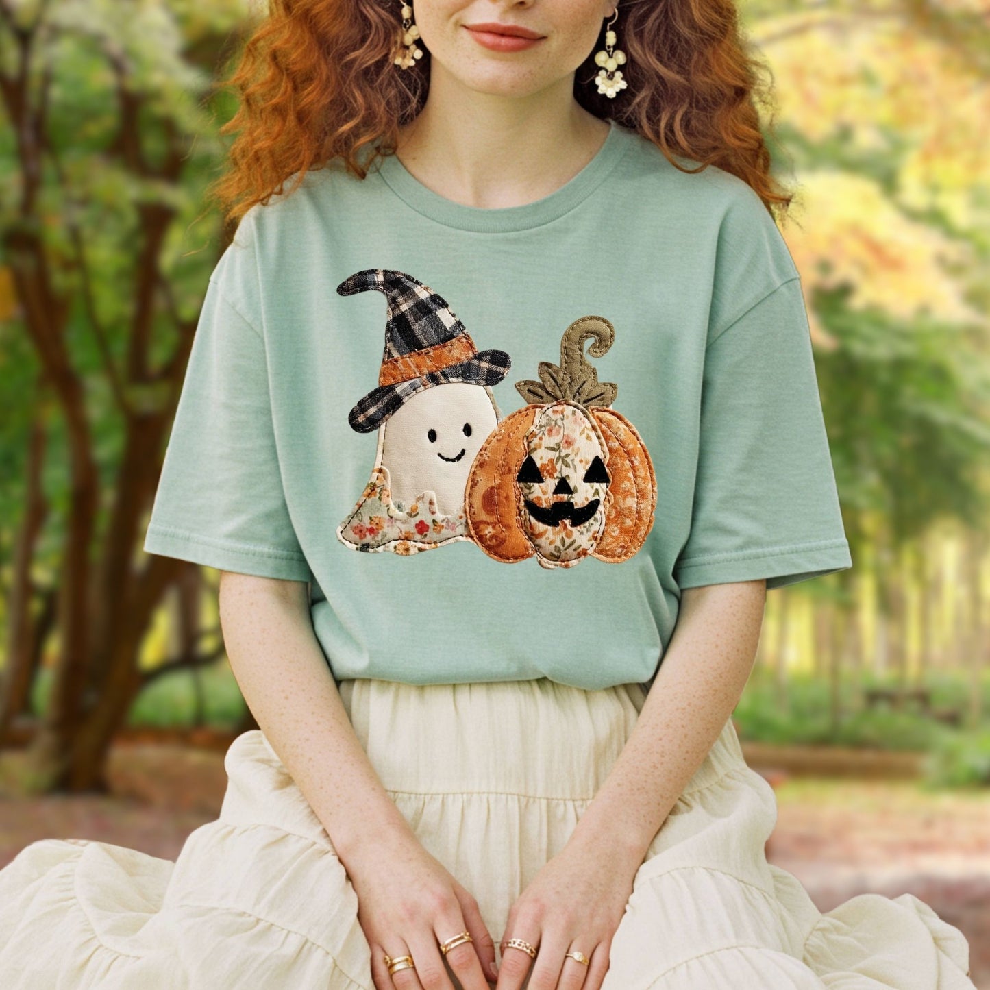 Faux Patchwork Halloween T-Shirt