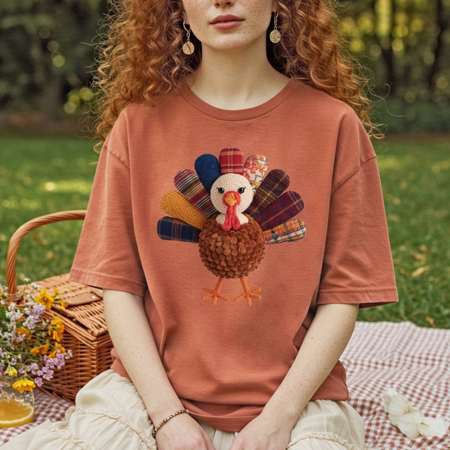 Faux Patchwork Preppy Turkey T-Shirt