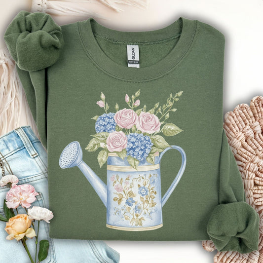 Floral Garden Watering Can Sweatshirt