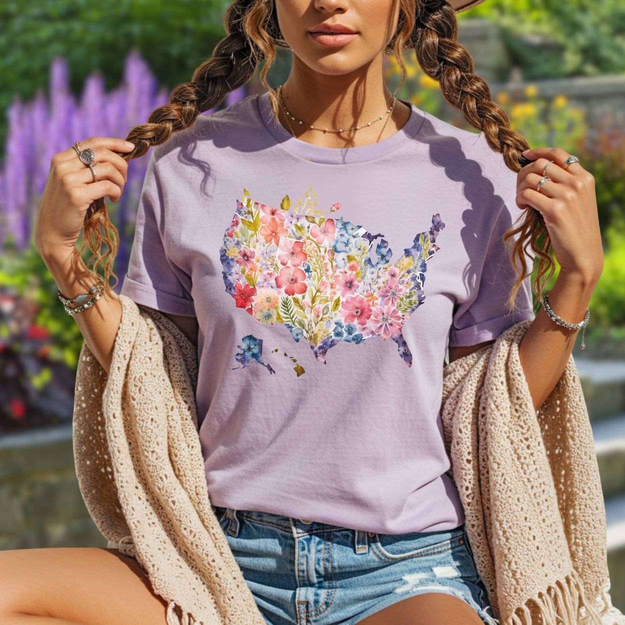 Floral Map of the USA T-Shirt