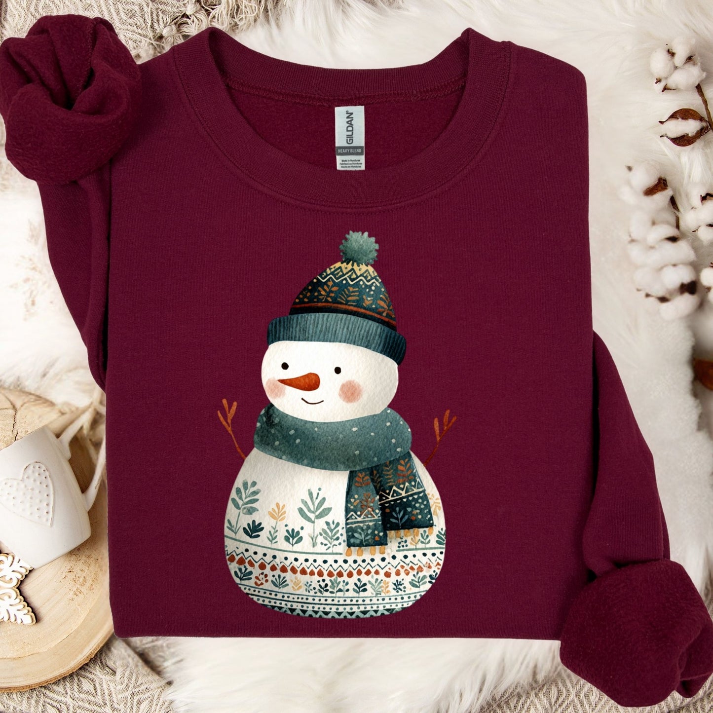 Folk Art Artistic Snowman Sweatshirt