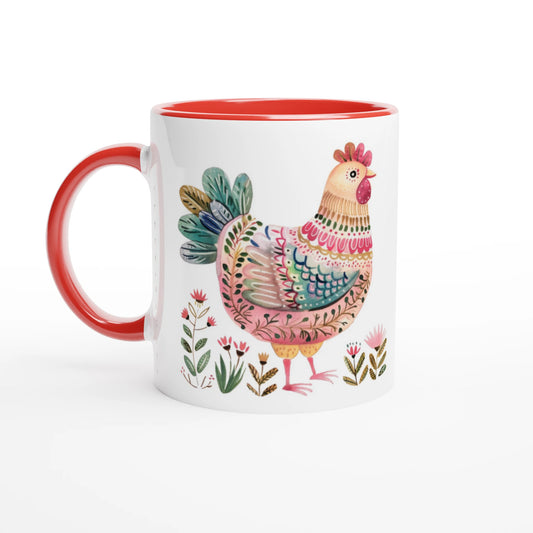 Folk Art Chicken Mug