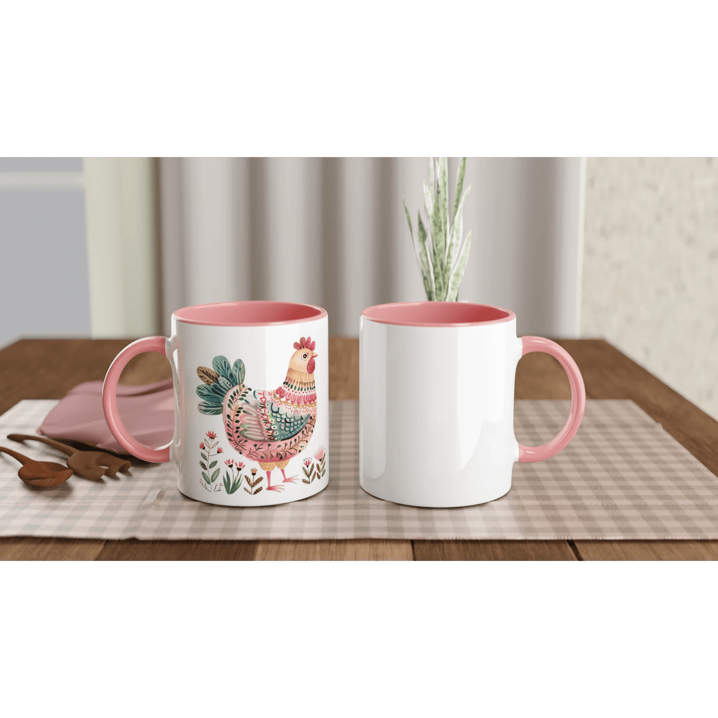 Folk Art Chicken Mug