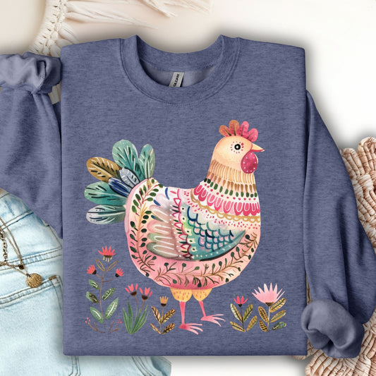 Folk Art Chicken Sweatshirt