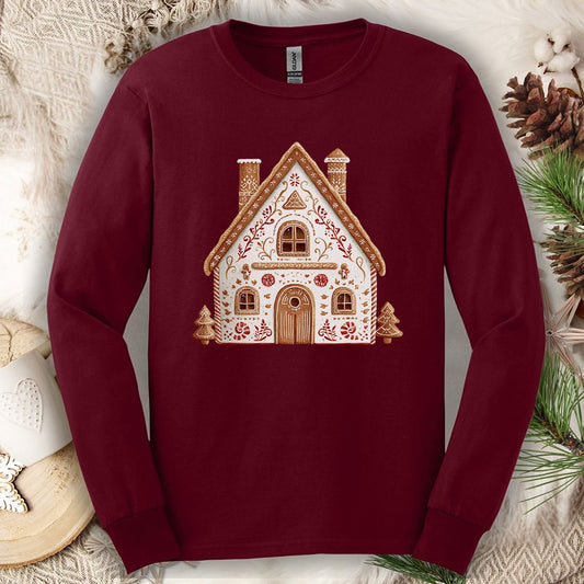 Folk Art Gingerbread House Long Sleeve Tee