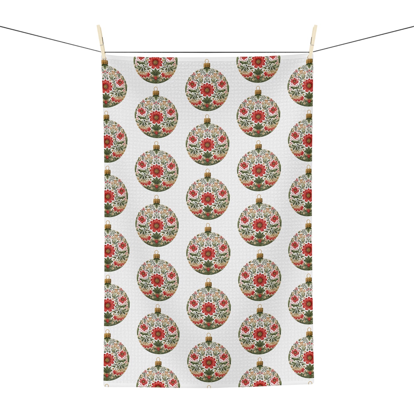 Folk Art Ornament Microfiber Tea Towel