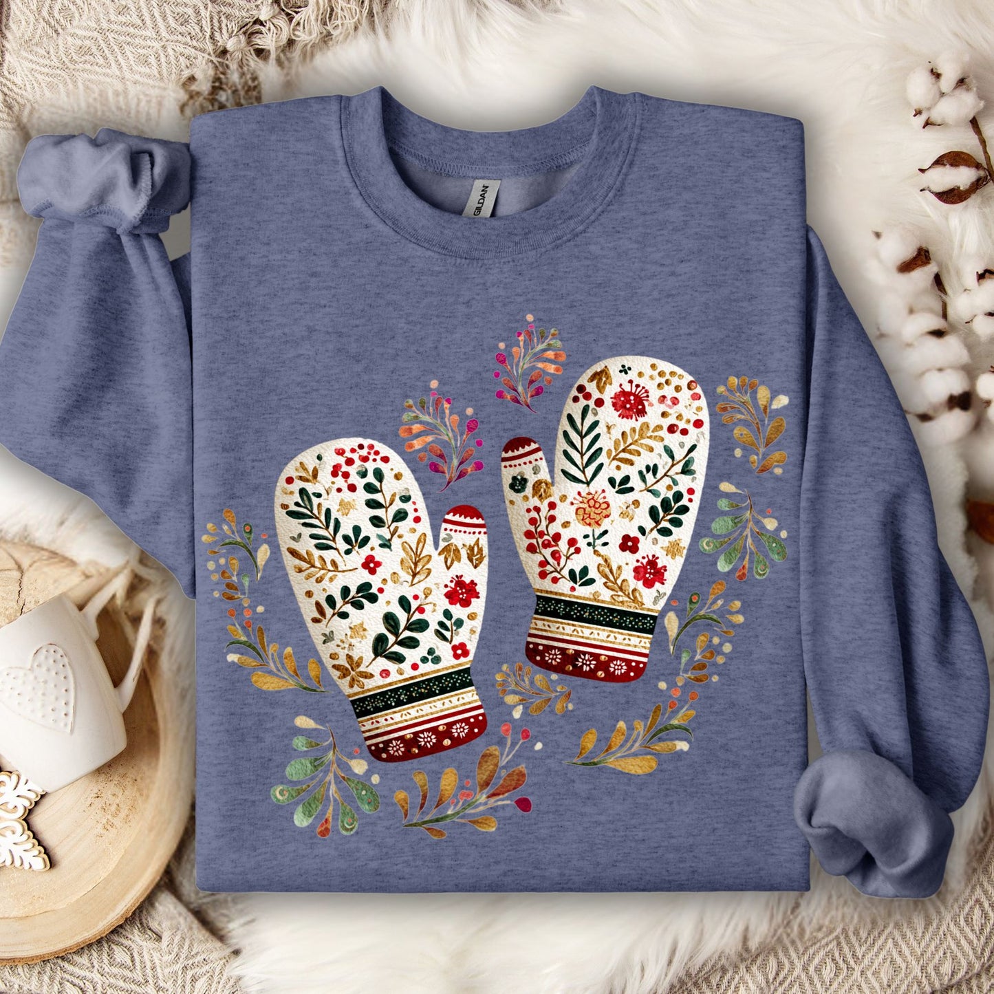 Folk Art Winter Mittens Sweatshirt
