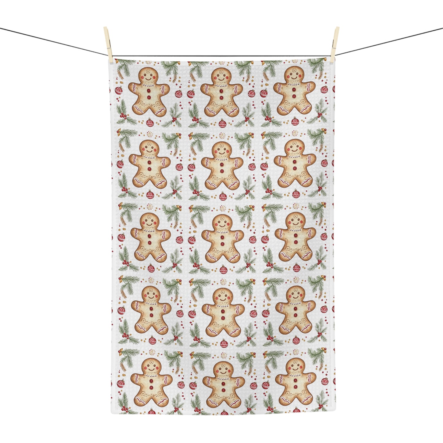 Gingerbread Cookie Pattern Microfiber Tea Towel