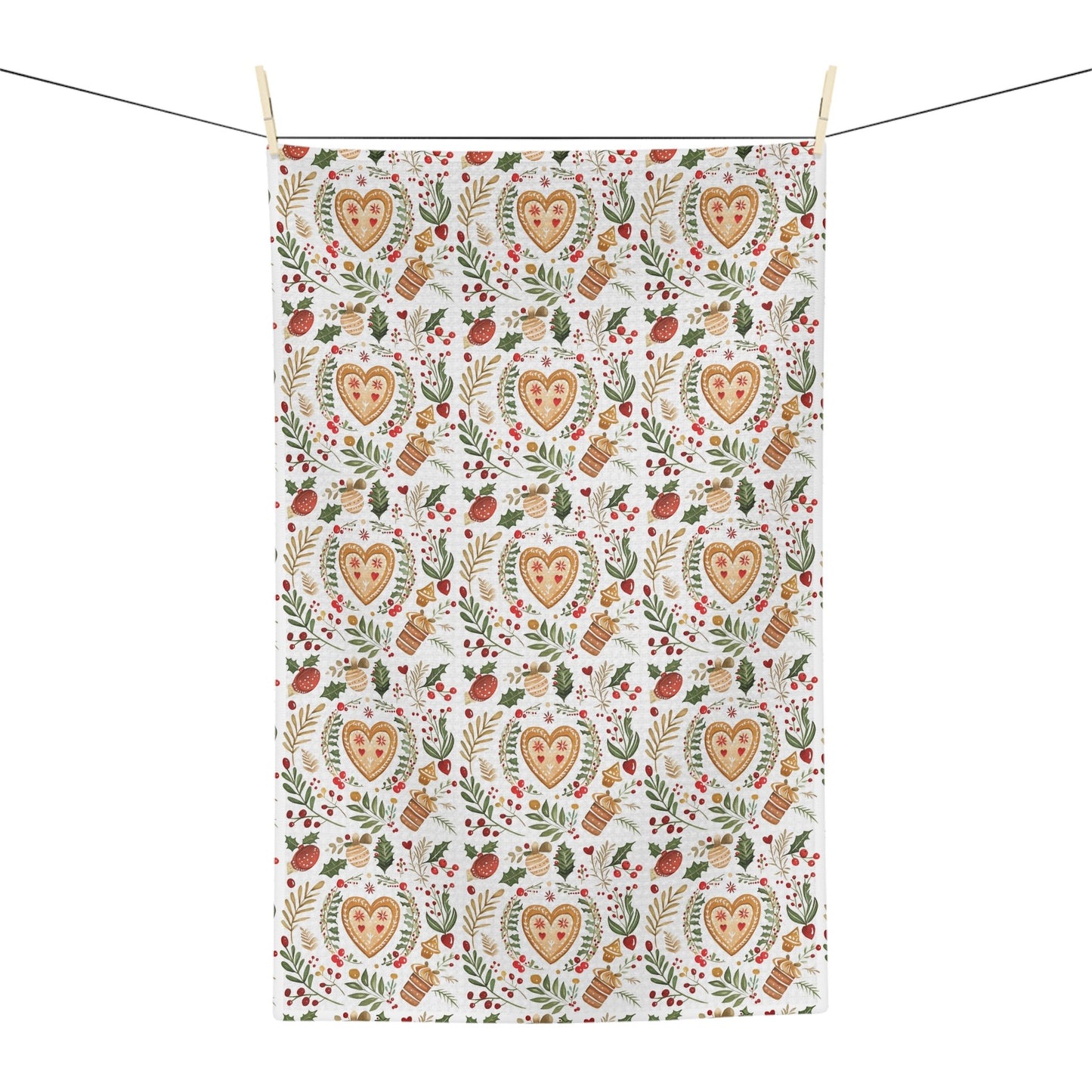 Gingerbread Heart Cookie Tea Towel