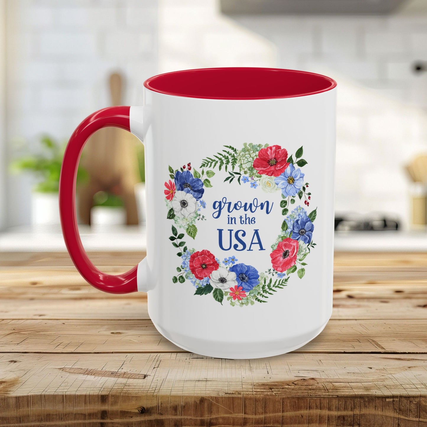 Grown in the USA Patriotic Floral Mug (11/15oz)