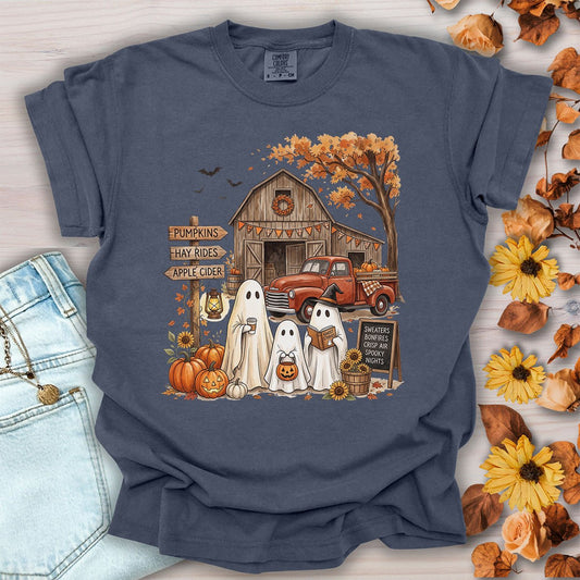 Halloween Ghosts and Pumpkin Patch T-Shirt