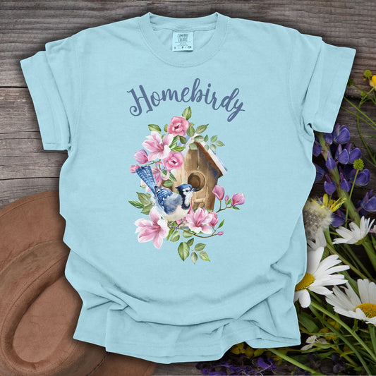 "Homebirdy" (Homebody) T-Shirt — Birdhouse & Bluebird