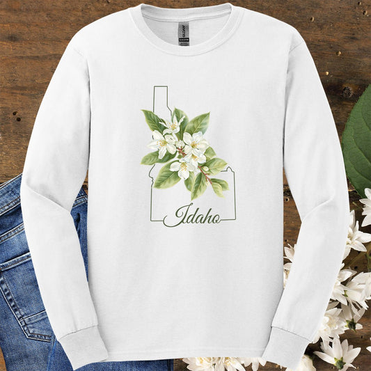 Idaho State Flower Long Sleeve Tee - Syringa (Mock Orange)